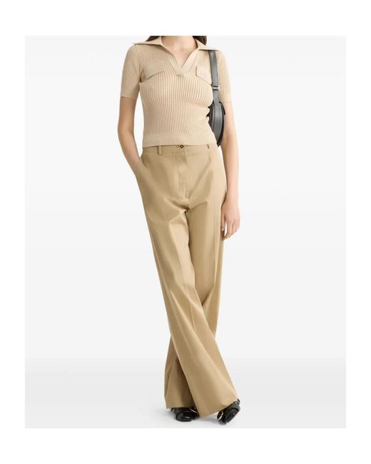 Patou Natural Ribbed Polo Knitted Top