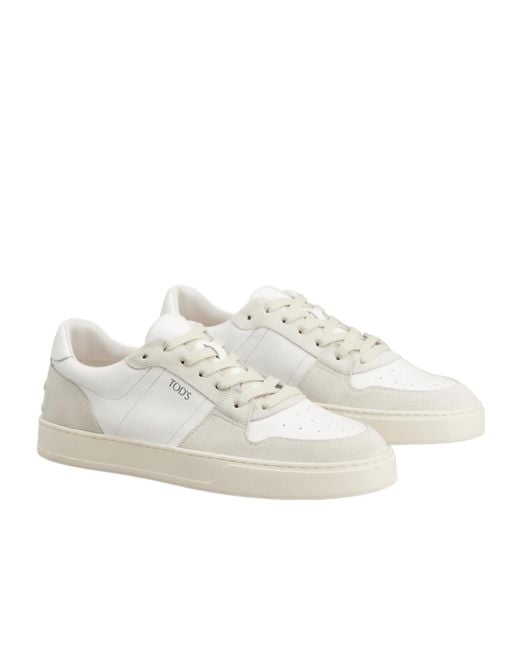 Tod's White Logo Printed Low-Top Sneakers for men