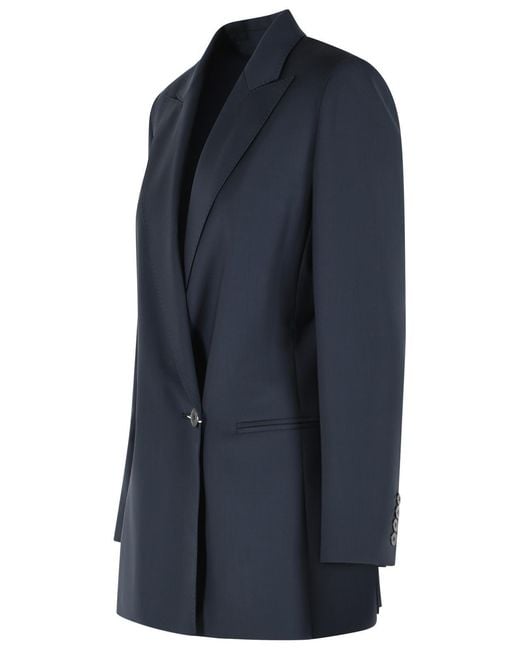 Max Mara Blue Double-Breasted Suit Jacket