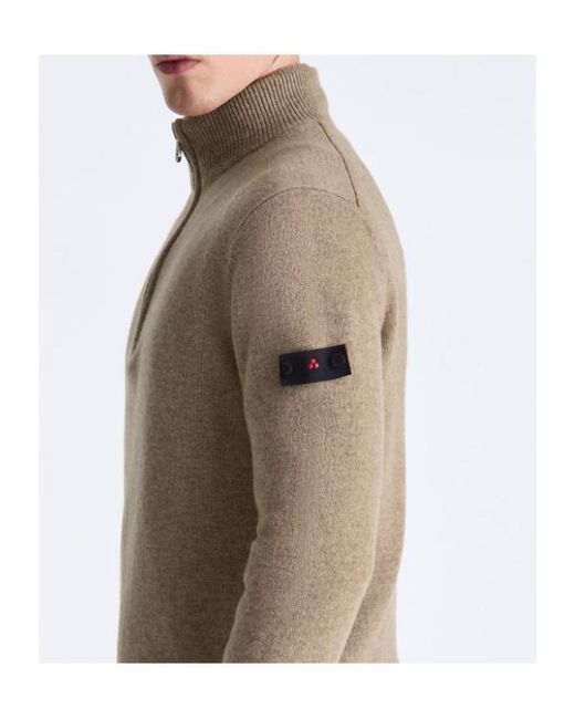 Peuterey Brown Yak Wool Sweater With Half Zip for men