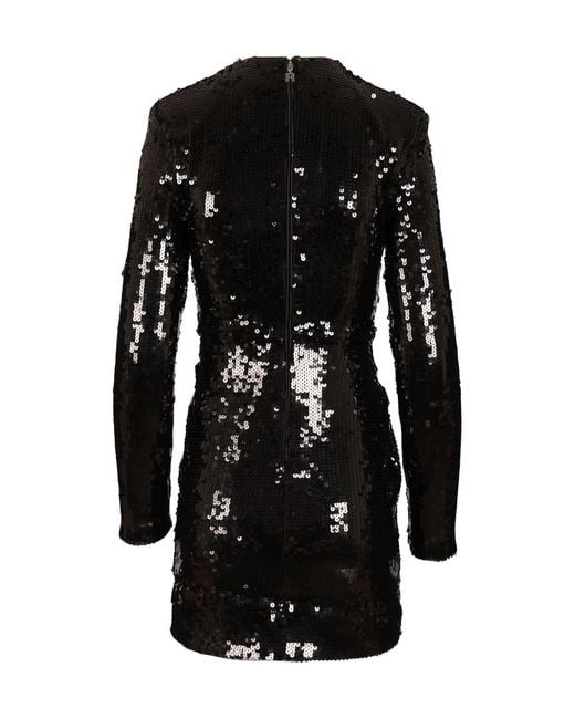 ROTATE BIRGER CHRISTENSEN Black Draped Sequin Mini Dress