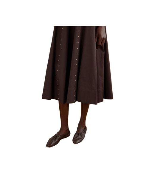 Staud Brown Rue Gathered Leather Ballet Flats