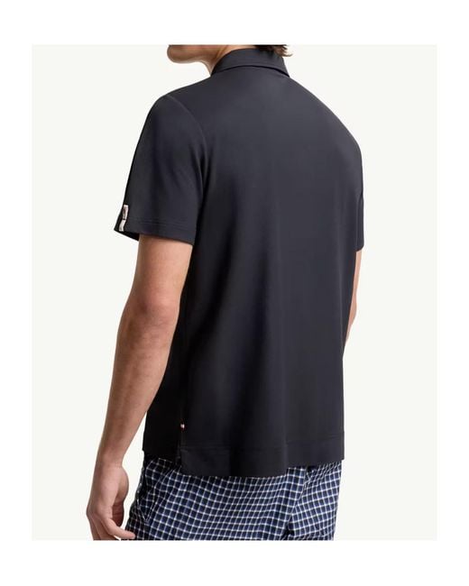 Moncler Black Grenoble Logo-Patch Short-Sleeved Polo Shirt for men