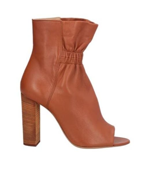 Chloé Brown Open-Toe Ankle Boots