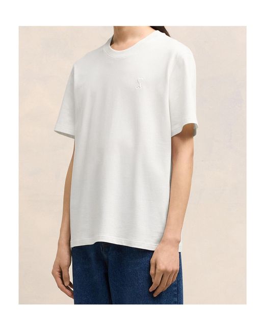 AMI White Logo Embossed Crewneck T-Shirt for men