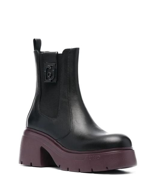 Liu Jo Black Carrie Leather Ankle Boots