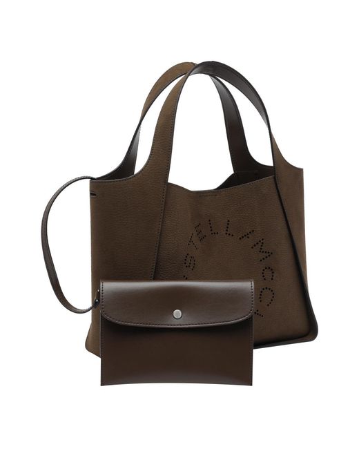 Stella McCartney Brown Logo Printed Tote Bag