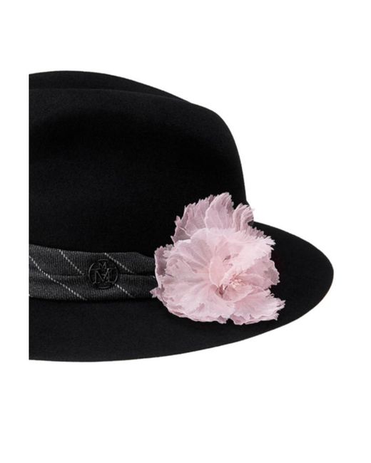 Maison Michel Black Furfelt Flower Hat