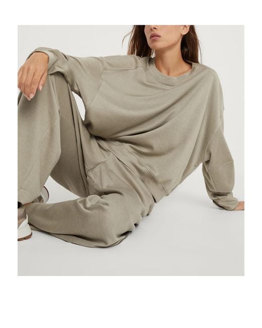 Brunello Cucinelli Gray Crewneck Jewel Detailed Sweatshirt
