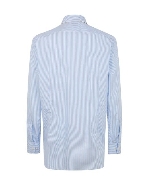 Etro Blue Pegaso Embroidered Striped Shirt for men