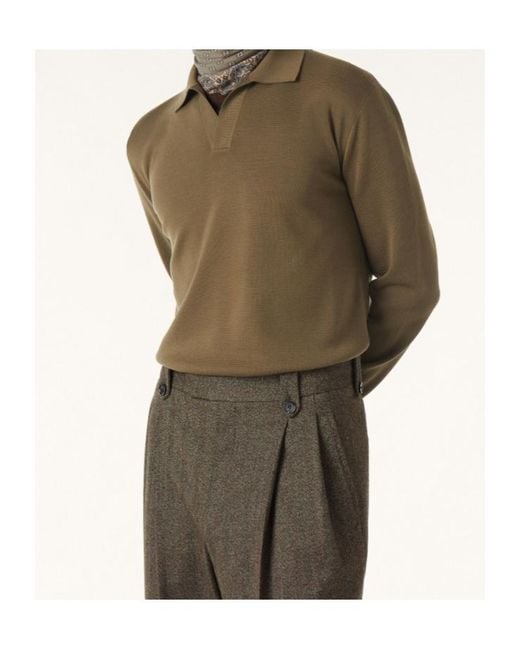 Loro Piana Green Buttonless Polo Shirt for men