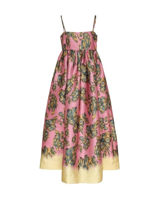ALÉMAIS Red Faye Floral Midi Dress