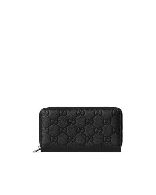Gucci Black Imprint Zip Around Wallet for men