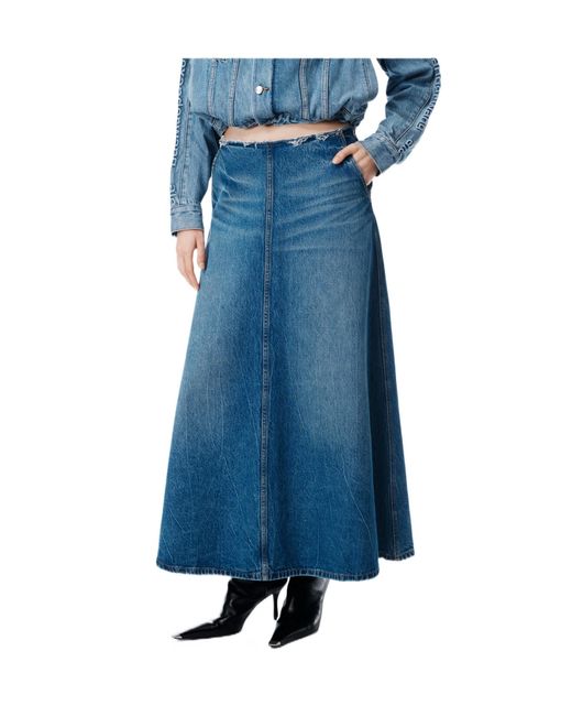 Alexander Wang Blue Logo Patch A-Line Denim Skirt