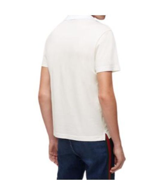 Gucci White Web Detailed Jersey Polo Shirt for men