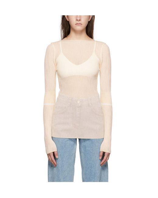 Low Classic White Boat-Neck Knitted Jumper
