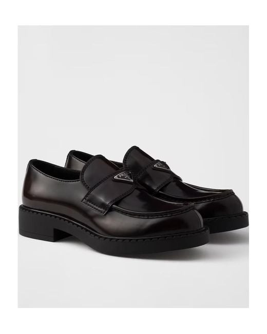 Prada Black Strap-Detailed Rounded-Toe Loafers for men
