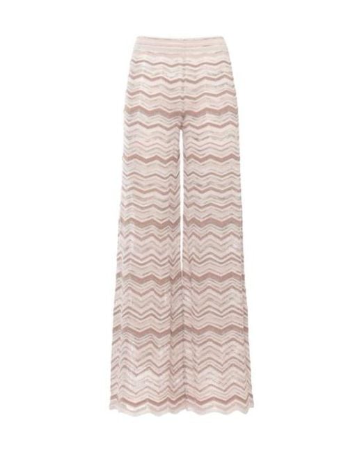D.exterior Natural Chevron Zigzag Knit Trousers