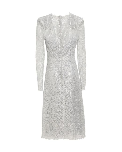 Dolce & Gabbana Gray Solid Lace Long-Sleeve Dress