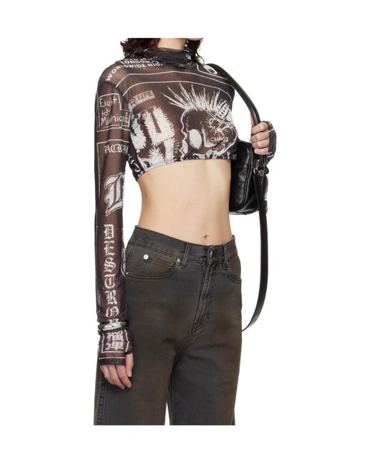 Lu'u Dan Black Mesh Crop Top for men