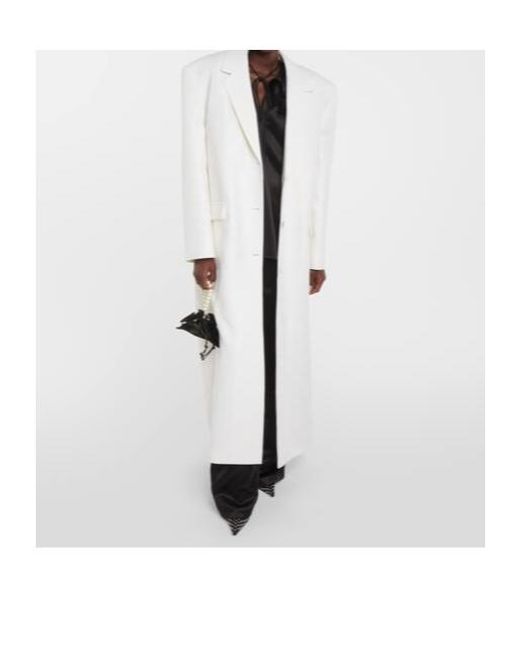 Magda Butrym White Single-Breasted Wool Coat