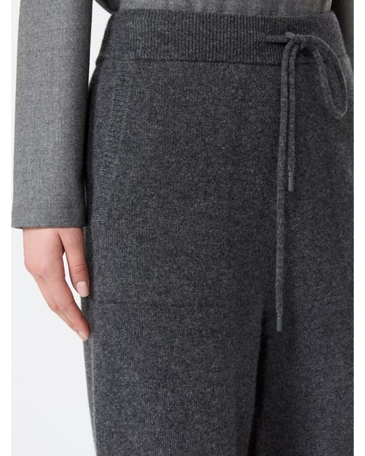 Max Mara Gray Wide Cashmere Yarn Trousers