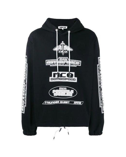 McQ Alexander McQueen Black Logo Pattern Printed Hooded Sweater for men