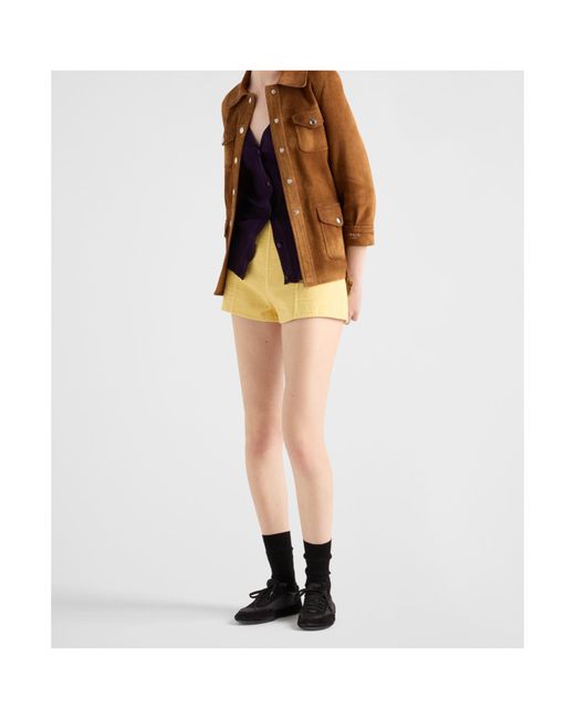 Prada Natural Zip-Up Shorts