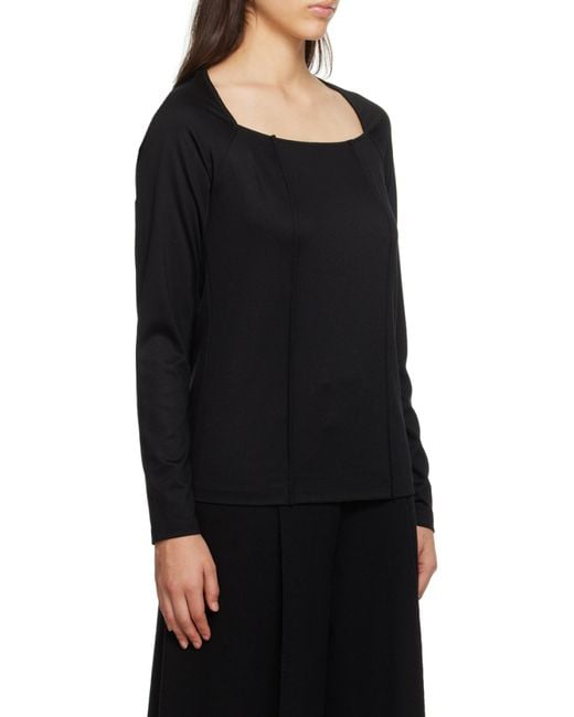 Issey Miyake Black Pleated Long-Sleeved T-Shirt