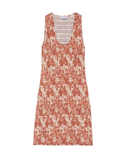 Ganni Red Floral-Print Mini Dress