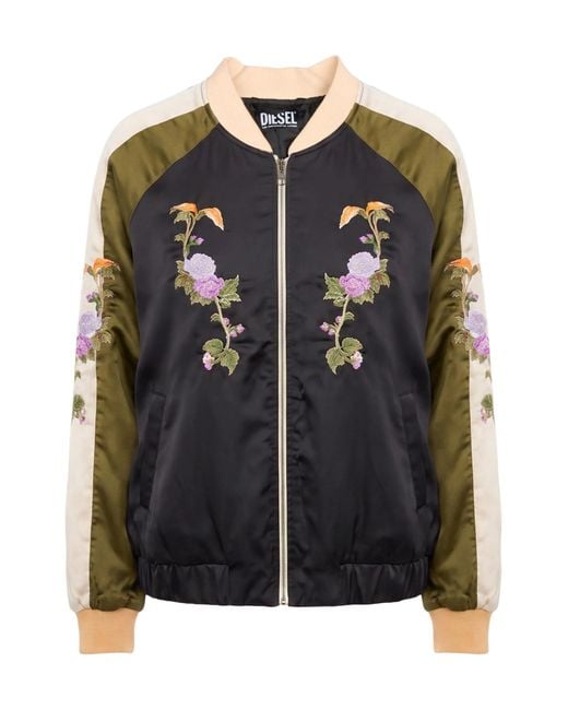 DIESEL Black Multi-Color Loose-Fitting Baseball Jacket