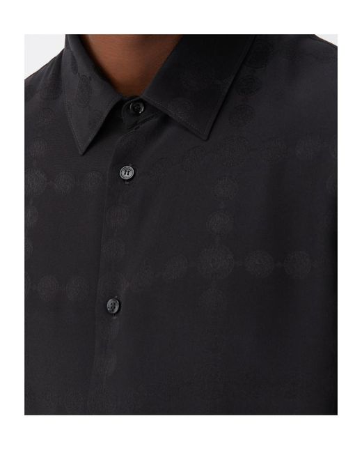 Versace Black Jacquard Silk Crêpe Satin Silk Shirt for men