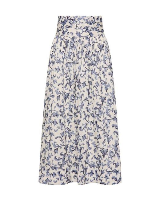 Posse White Rue Baroque-Print Maxi Skirt