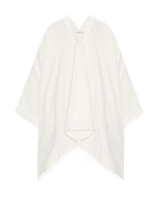 The Row White V-Neck Asymmetric Top
