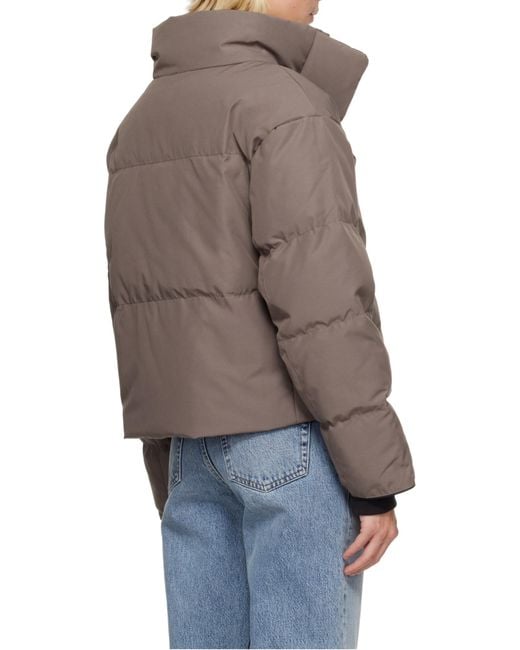Canada Goose Brown Down Jacket With Logo Patch
