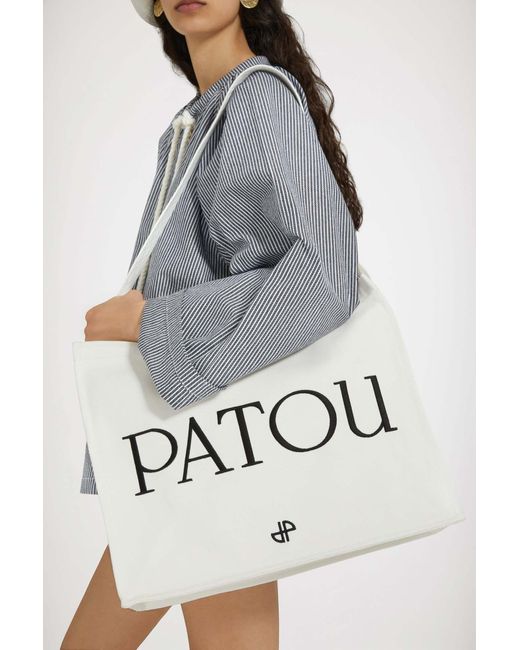 Patou White Logo-Printed Top Handle Bag