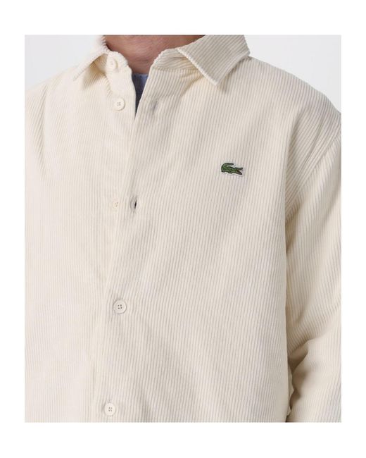 Lacoste White Oversized Corduroy Overshirt for men
