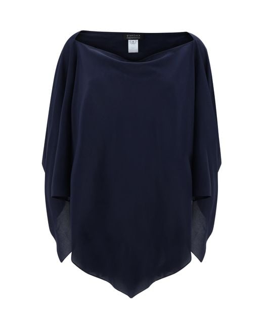 Gianluca Capannolo Blue Cape-Design Satin Blouse