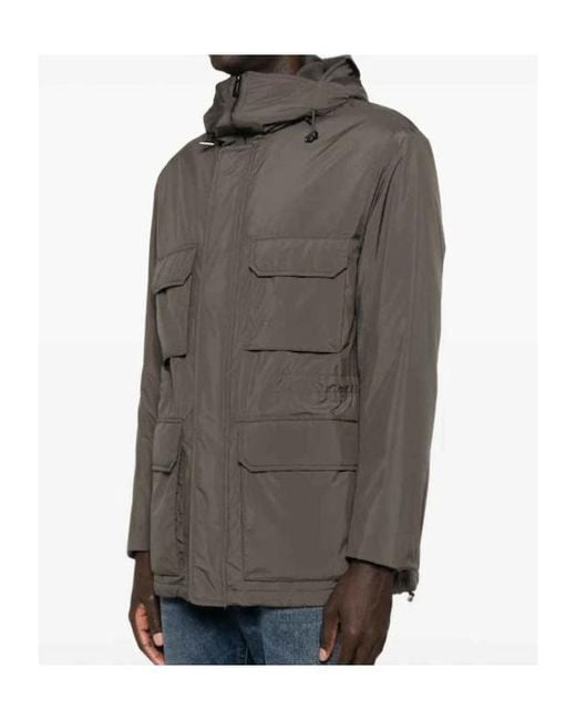Emporio Armani Gray Multi-Pocket Hooded Jacket for men