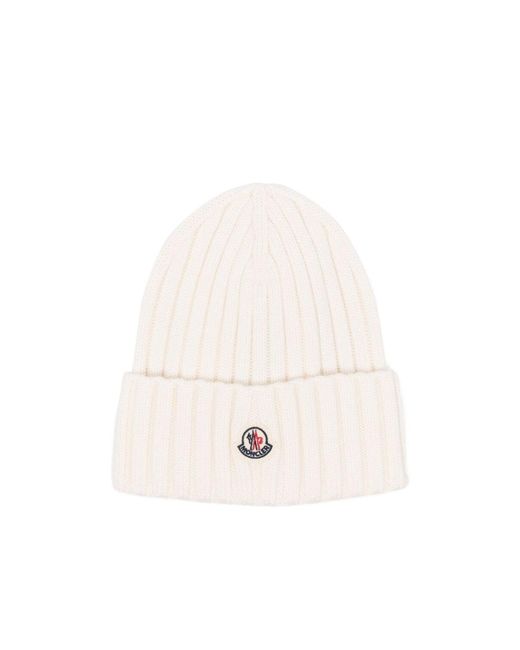 Moncler White Wool Beanie
