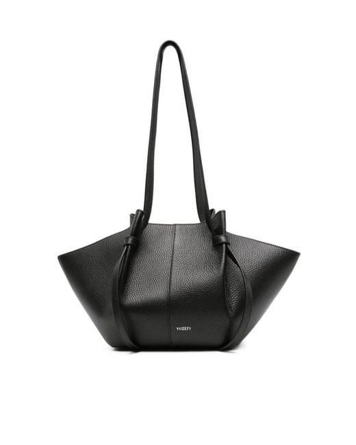 Yuzefi Black Top Handle Tote Bag