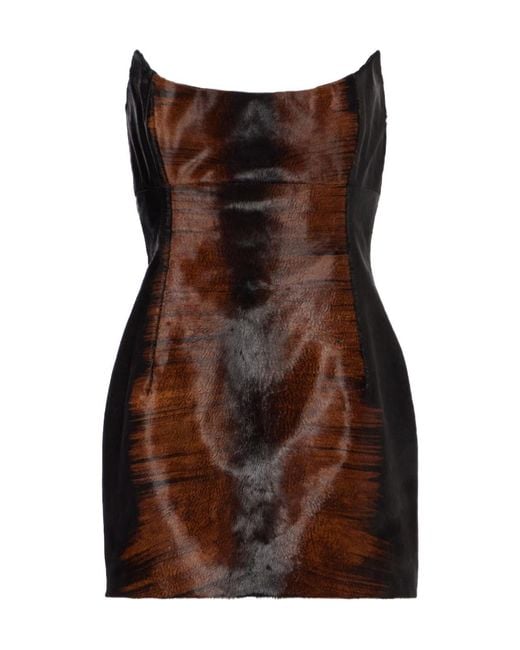 Magda Butrym Brown Calfhair Bustier Dress