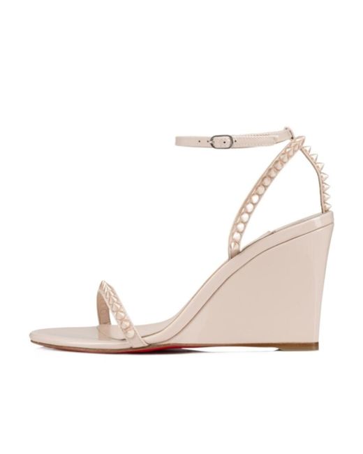 Christian Louboutin Natural Rivet-Decorated Wedges