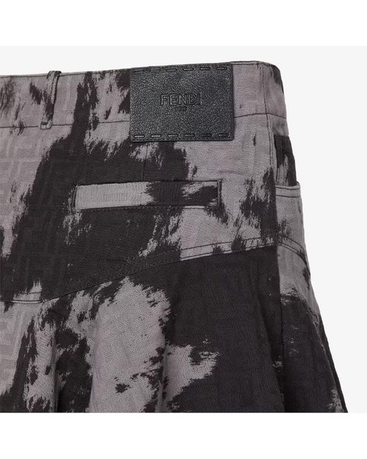Fendi Gray Ff Animalier Denim Mini Skirt
