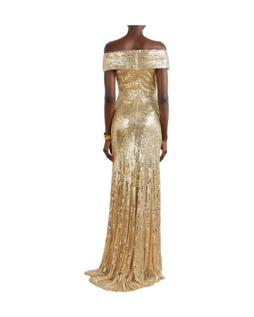 Jenny Packham Metallic Embellished Gown