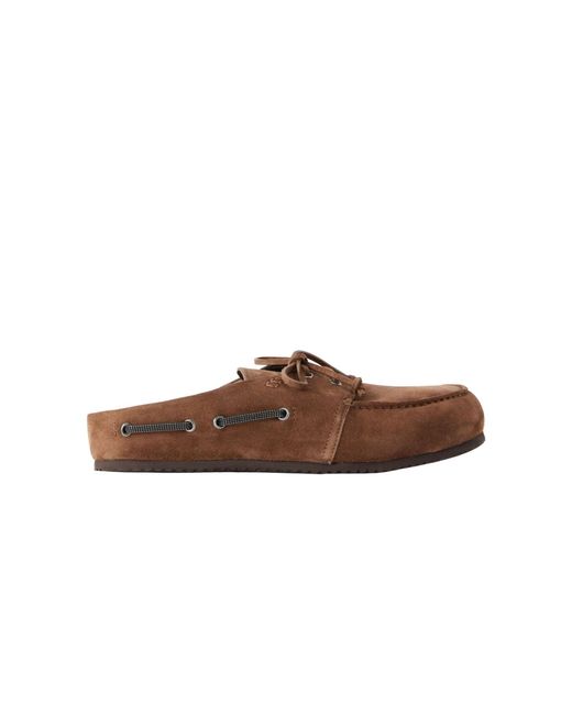 Brunello Cucinelli Brown Round-Toe Mules