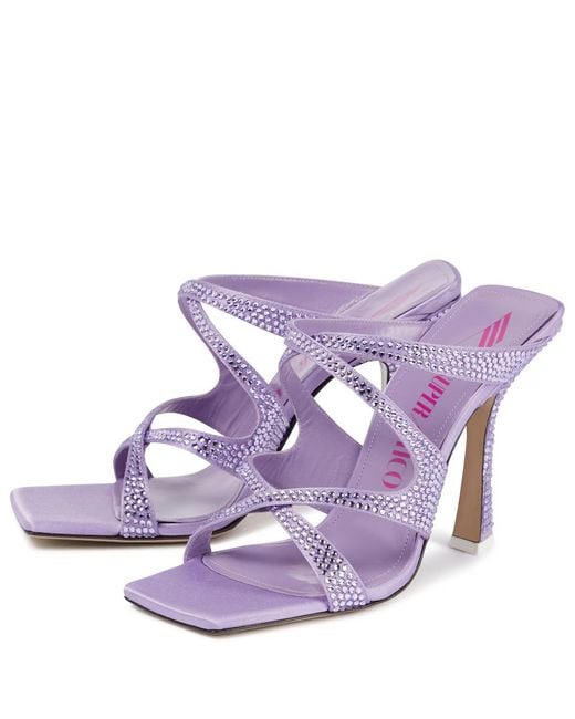 The Attico Purple Flora Embellished Satin High-Heeled Sandals