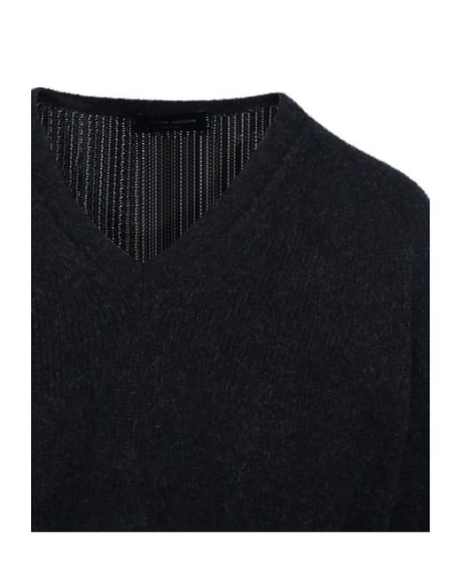 Roberto Collina Black V-Neck Ribbed Sweater