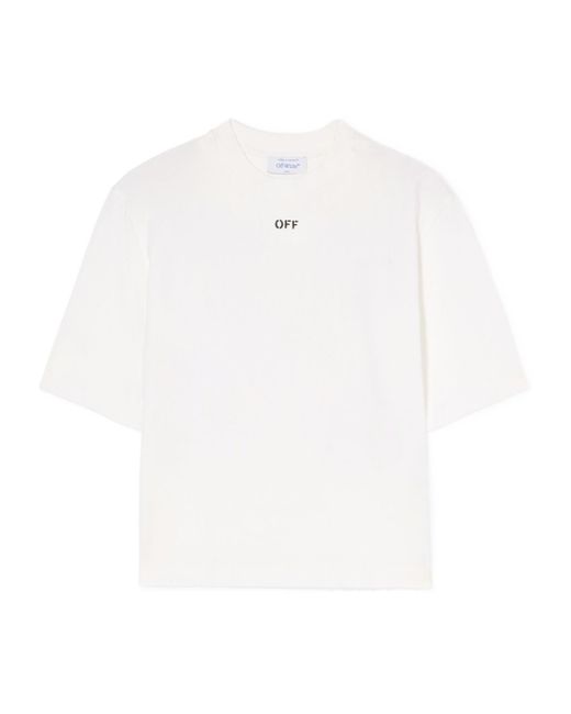 Off-White c/o Virgil Abloh White Embroidered Flowers Boxy Logo Tee