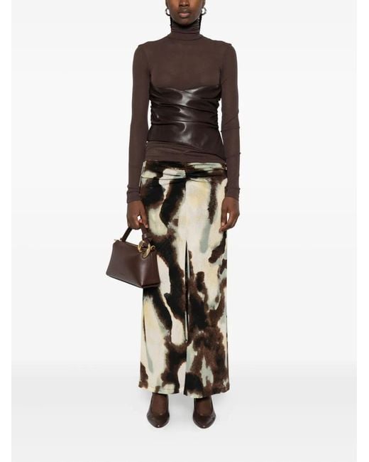 Nanushka Brown Draped-Panel Turtleneck Top